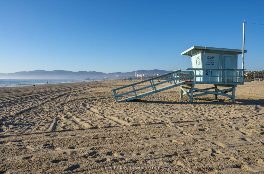 Lifeguard cabin on Santa Monica and Venice beach area of Los Angeles