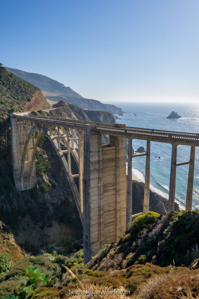 Bixby Bridge viewpoint overlooking Pacific Ocean on CA Highway 1 near Monterey and Carmel