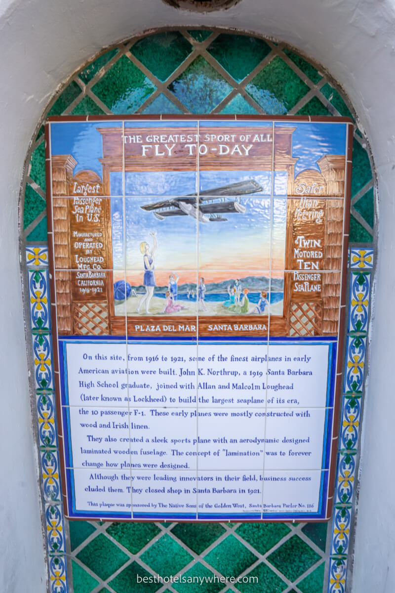 Plaque dedicated to Santa Barbara residents who worked on building planes in 1900's