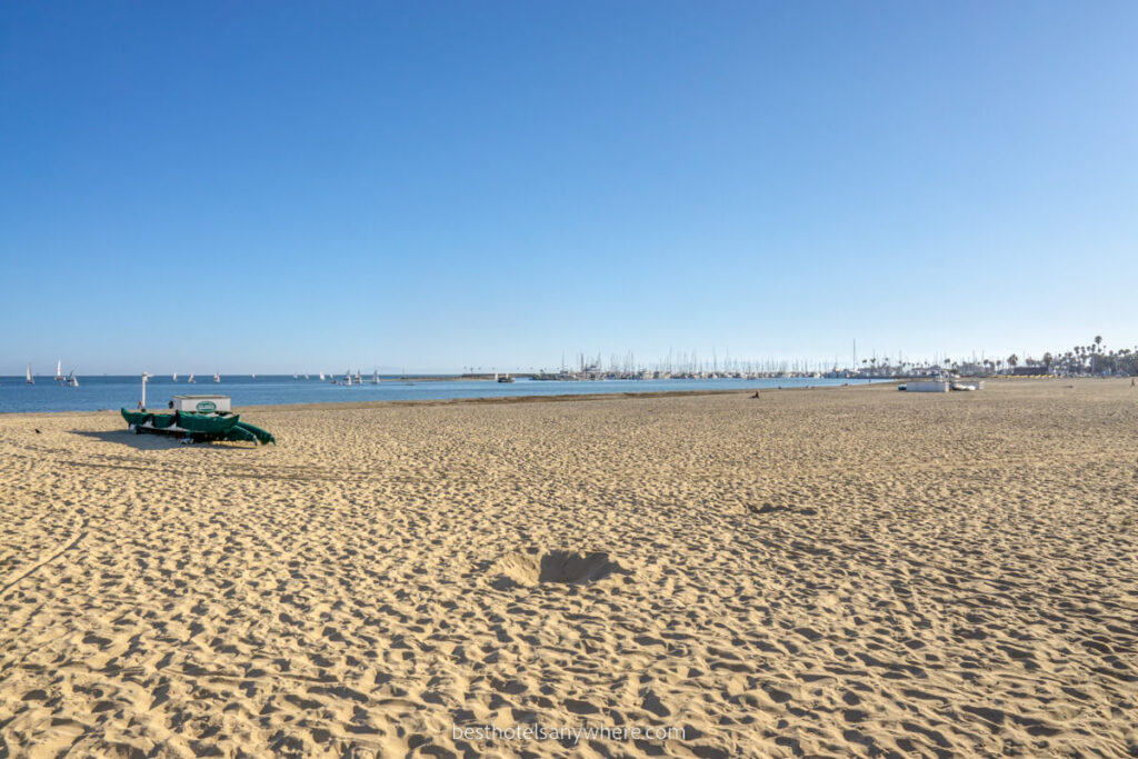 West Beach in Santa Barbara sandy beach leading to Pacific Ocean
