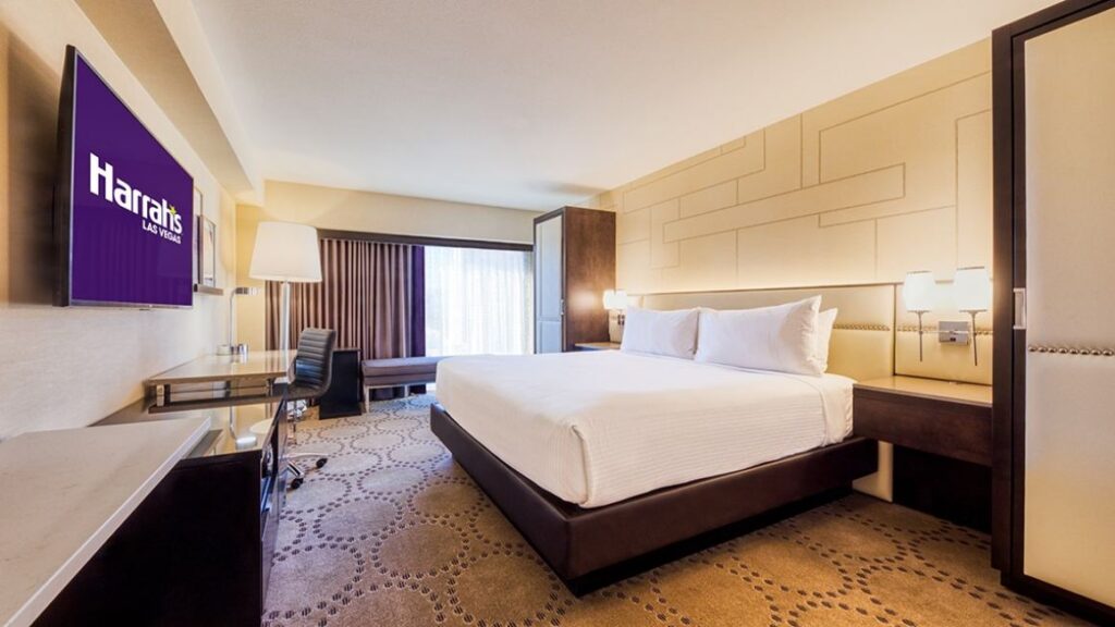 Guest room at Harrah's in Nevada bed with television