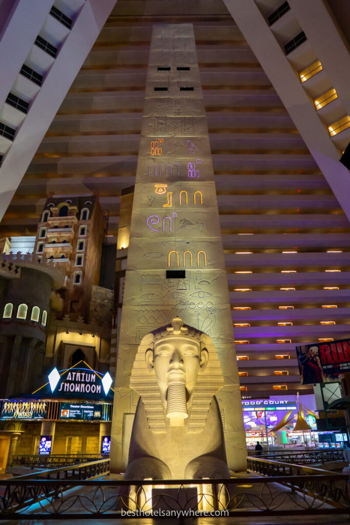 Luxor sphinx inside glass pyramid is one of the cheapest and most popular Las Vegas hotels on the strip