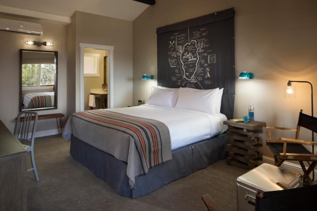 Guest room at Basecamp hotel in Tahoe City CA