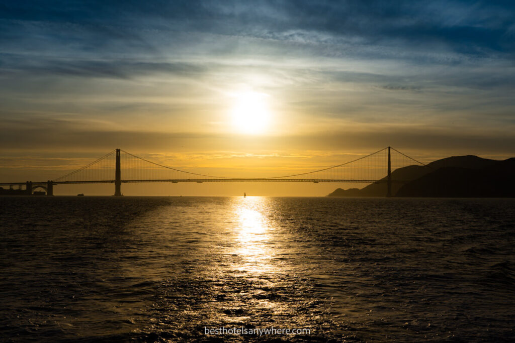 Sunset over Golden Gate Bridge in San Francisco