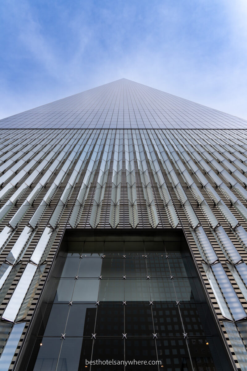 Looking up at One World Observatory from below