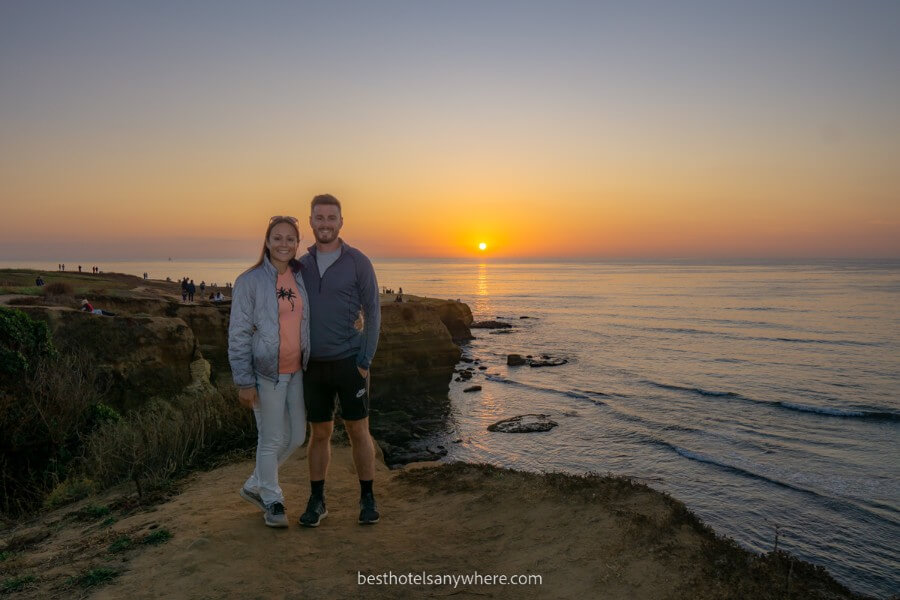 Best Hotels Anywhere team in San Diego at sunset cliffs watching a stunning sunset with vibrant colors in southern California