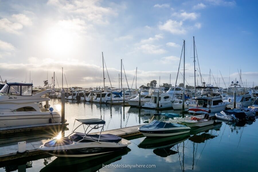 Marina on the Embarcadero in San Diego California at sunset