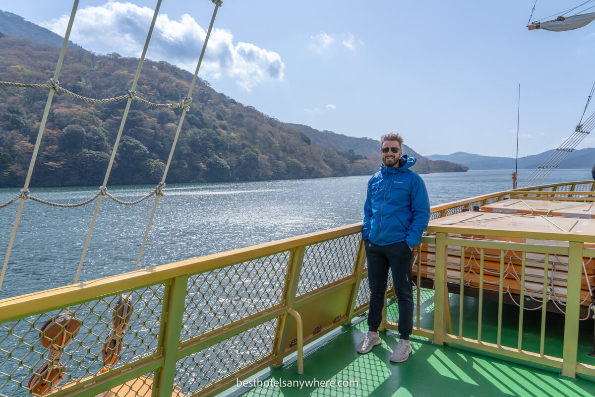 Tourist on the Hakone pirate ship in Japan