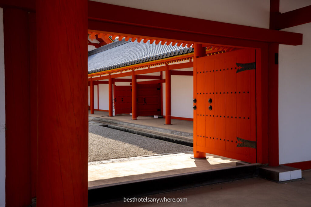 Orange doors in the grounds of Kyoto Imperial Palace