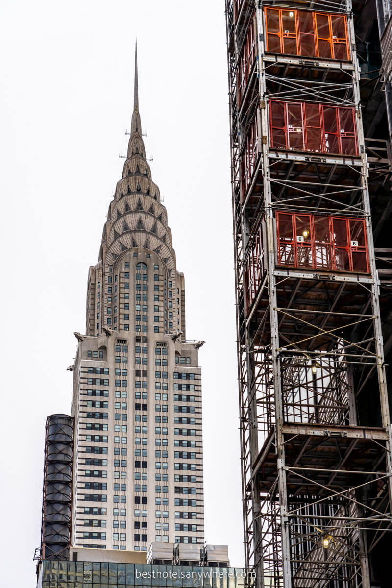 Chrysler Building in NYC from below on a cold and cloudy day