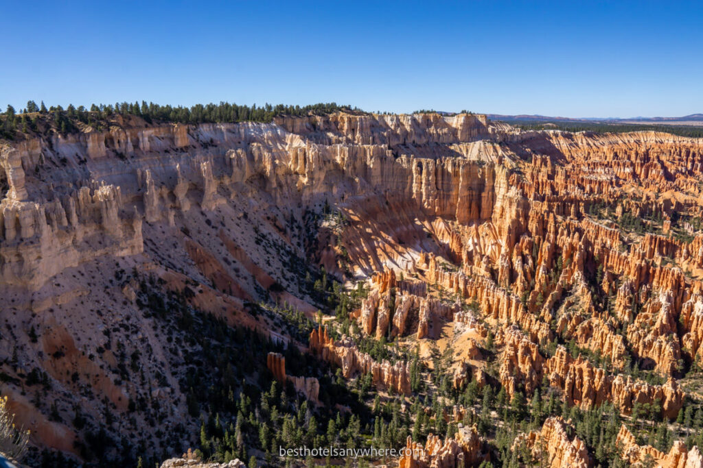 Unique landscape filled with sandstone hoodoos bursting out of a bowl shaped canyon
