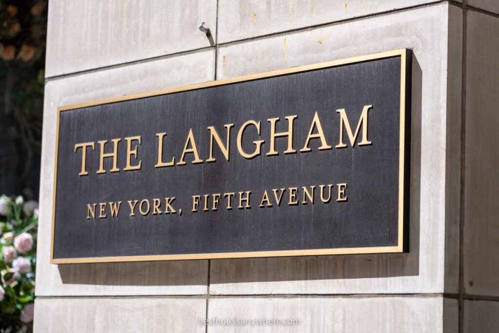 The Langham Fifth Avenue midtown Manhattan plaque on a wall